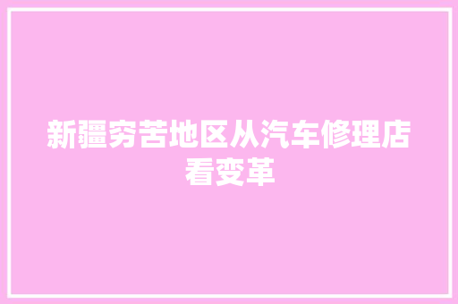 新疆穷苦地区从汽车修理店看变革