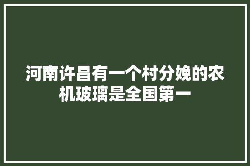 河南许昌有一个村分娩的农机玻璃是全国第一