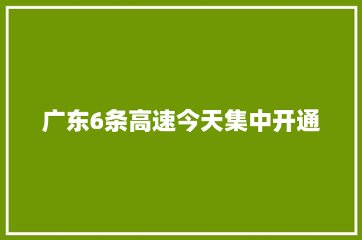 广东6条高速今天集中开通
