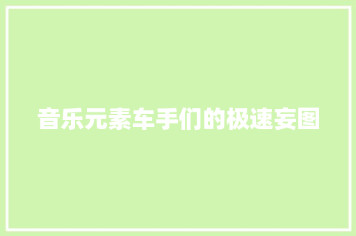 音乐元素车手们的极速妄图