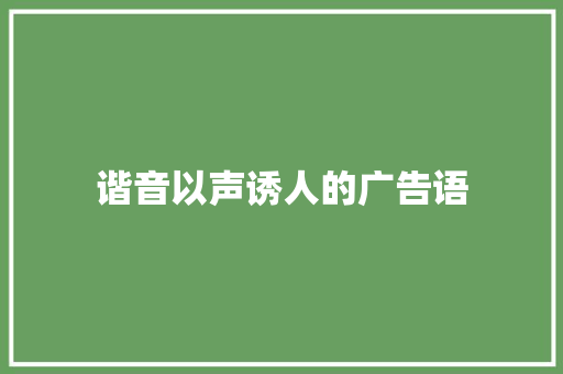 谐音以声诱人的广告语