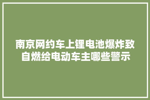 南京网约车上锂电池爆炸致自燃给电动车主哪些警示