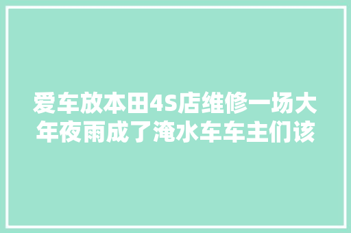 爱车放本田4S店维修一场大年夜雨成了淹水车车主们该咋办