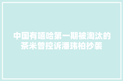 中国有嘻哈第一期被淘汰的茶米曾控诉潘玮柏抄袭
