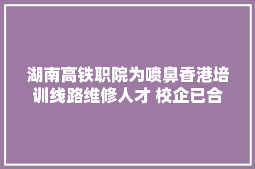 湖南高铁职院为喷鼻香港培训线路维修人才 校企已合作开展27期高级线路维修技能培训