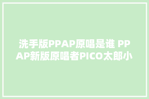 洗手版PPAP原唱是谁 PPAP新版原唱者PICO太郎小我资料照片