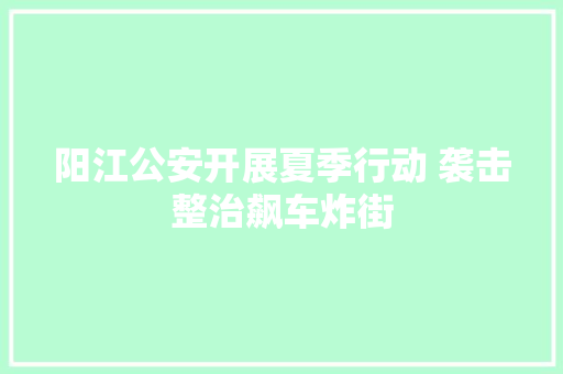 阳江公安开展夏季行动 袭击整治飙车炸街