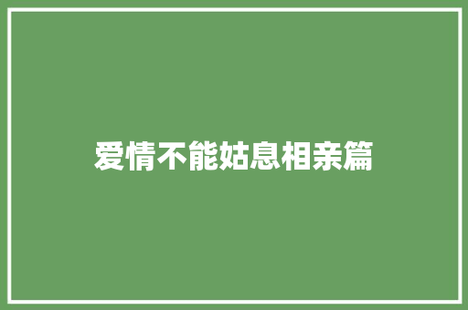 爱情不能姑息相亲篇
