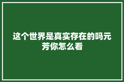这个世界是真实存在的吗元芳你怎么看