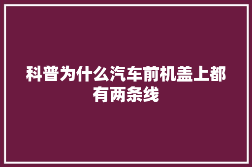 科普为什么汽车前机盖上都有两条线