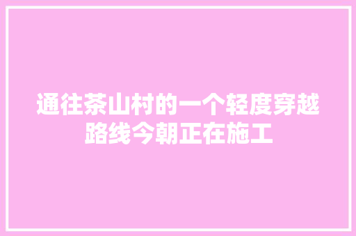 通往茶山村的一个轻度穿越路线今朝正在施工