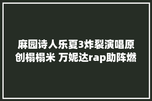 麻园诗人乐夏3炸裂演唱原创榻榻米 万妮达rap助阵燃爆现场