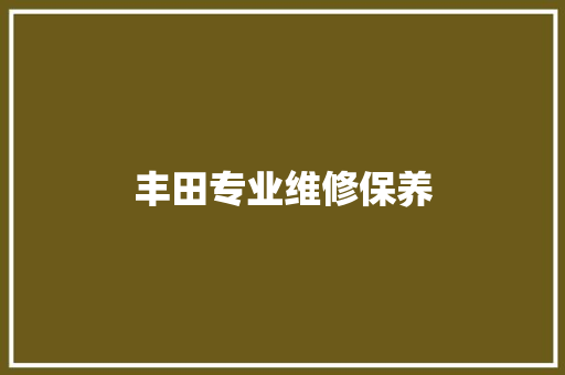 丰田专业维修保养
