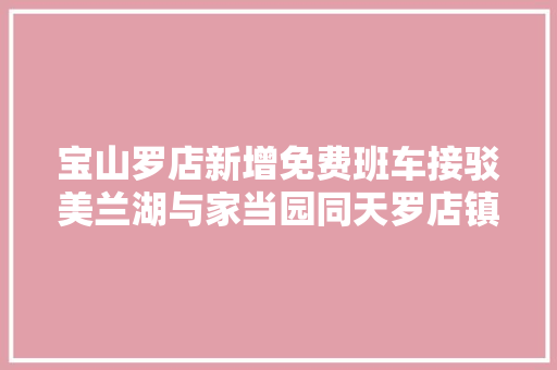 宝山罗店新增免费班车接驳美兰湖与家当园同天罗店镇召开了一场营商情形大年夜会