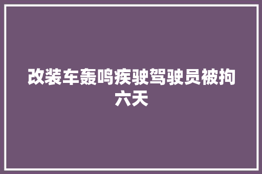改装车轰鸣疾驶驾驶员被拘六天