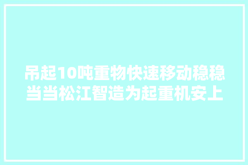 吊起10吨重物快速移动稳稳当当松江智造为起重机安上聪慧大年夜脑