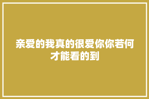 亲爱的我真的很爱你你若何才能看的到