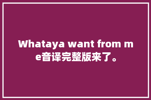 Whataya want from me音译完整版来了。