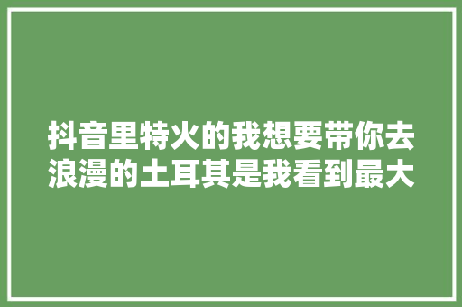抖音里特火的我想要带你去浪漫的土耳其是我看到最大年夜笑话