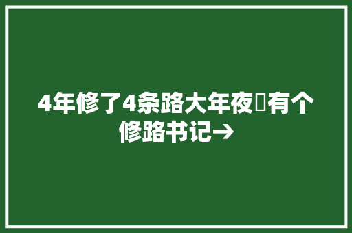 4年修了4条路大年夜碶有个修路书记→