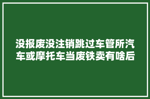 没报废没注销跳过车管所汽车或摩托车当废铁卖有啥后果