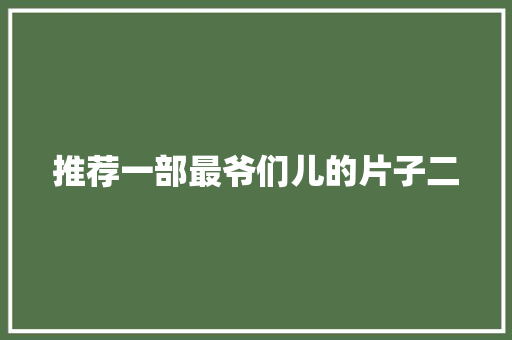推荐一部最爷们儿的片子二