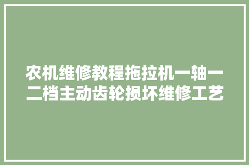 农机维修教程拖拉机一轴一二档主动齿轮损坏维修工艺与技巧