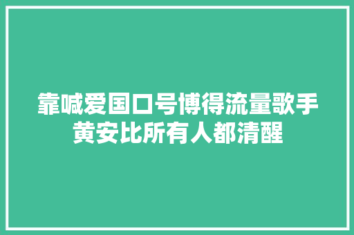 靠喊爱国口号博得流量歌手黄安比所有人都清醒