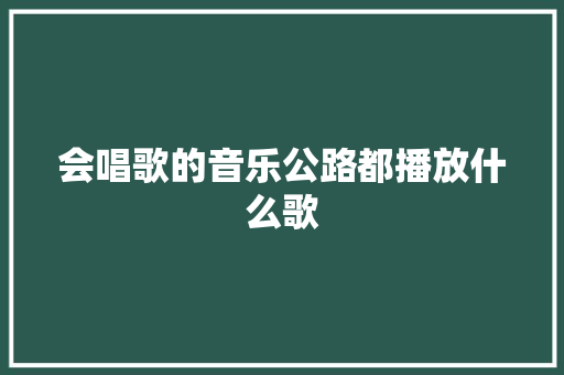 会唱歌的音乐公路都播放什么歌