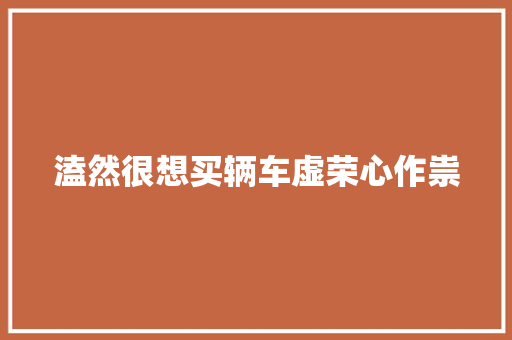 溘然很想买辆车虚荣心作祟