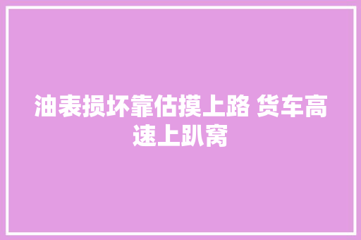 油表损坏靠估摸上路 货车高速上趴窝