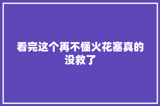 看完这个再不懂火花塞真的没救了