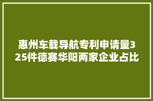 惠州车载导航专利申请量325件德赛华阳两家企业占比过半