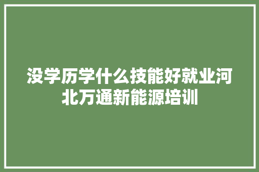 没学历学什么技能好就业河北万通新能源培训
