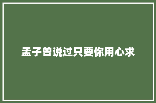 孟子曾说过只要你用心求