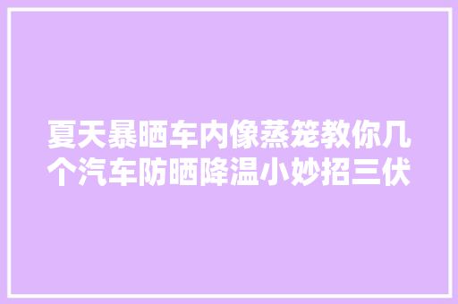 夏天暴晒车内像蒸笼教你几个汽车防晒降温小妙招三伏天也不怕