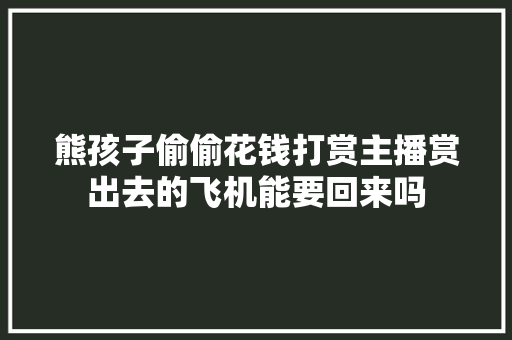 熊孩子偷偷花钱打赏主播赏出去的飞机能要回来吗
