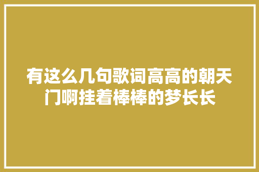 有这么几句歌词高高的朝天门啊挂着棒棒的梦长长