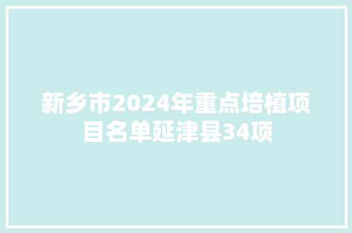 新乡市2024年重点培植项目名单延津县34项