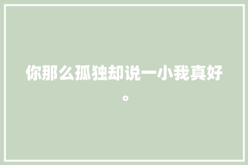你那么孤独却说一小我真好。
