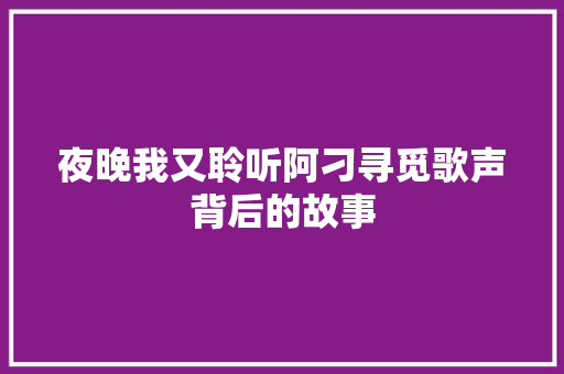 夜晚我又聆听阿刁寻觅歌声背后的故事