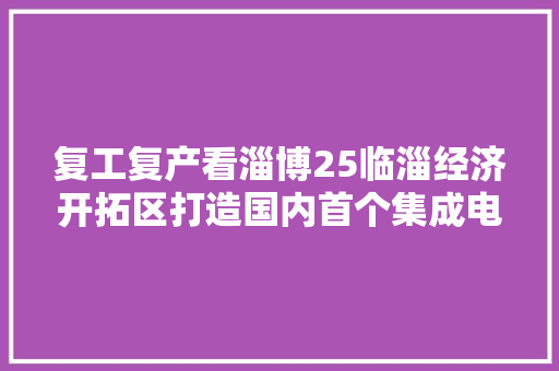 复工复产看淄博25临淄经济开拓区打造国内首个集成电路材料家当基地