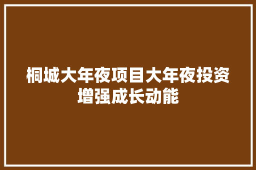 桐城大年夜项目大年夜投资增强成长动能