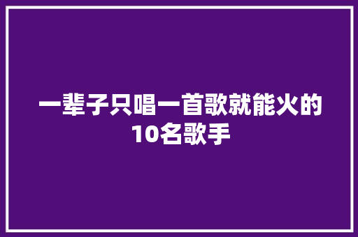 一辈子只唱一首歌就能火的10名歌手