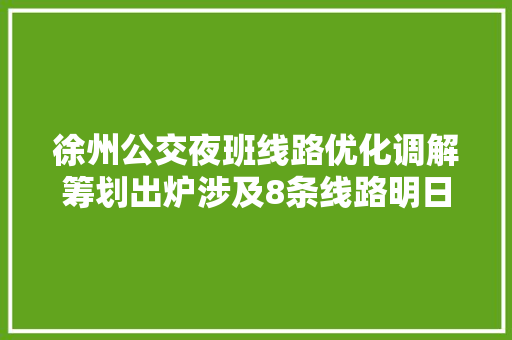 徐州公交夜班线路优化调解筹划出炉涉及8条线路明日实施