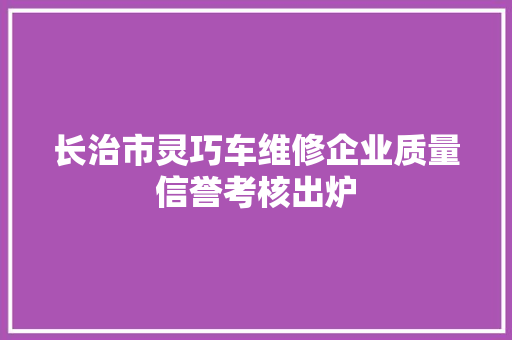 长治市灵巧车维修企业质量信誉考核出炉