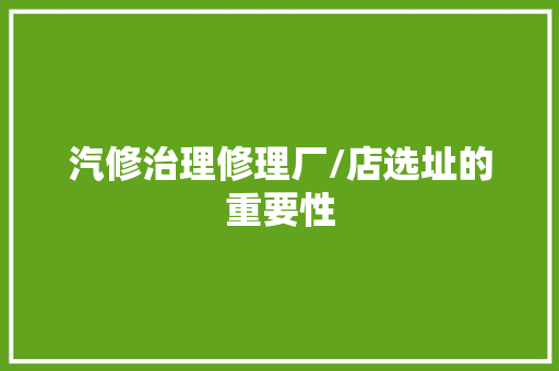 汽修治理修理厂/店选址的重要性