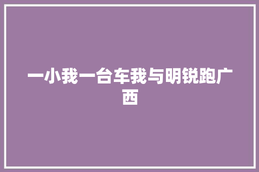 一小我一台车我与明锐跑广西