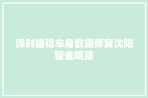 保时捷铝车身数据修复沈阳钣金喷漆