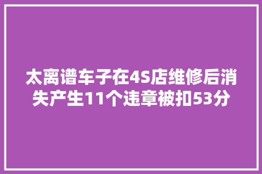 太离谱车子在4S店维修后消失产生11个违章被扣53分 汽车知识